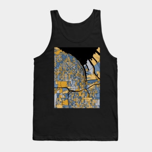 Tacoma Map Pattern in Blue & Gold Tank Top